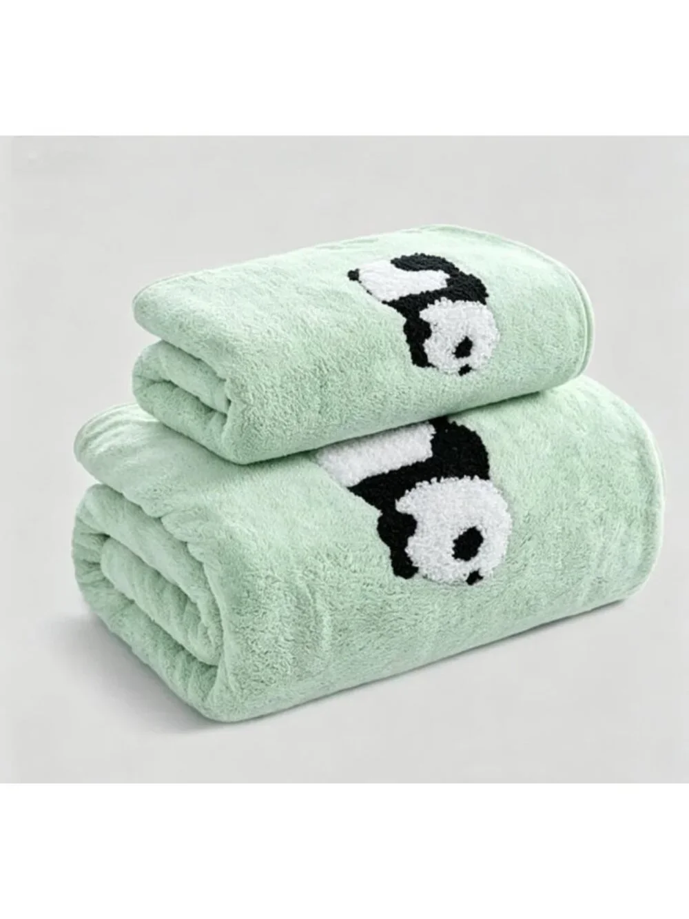 Cute Panda Bath Towel Set, Quick‑Dry Coral Fleece Bathroom Towels for Home